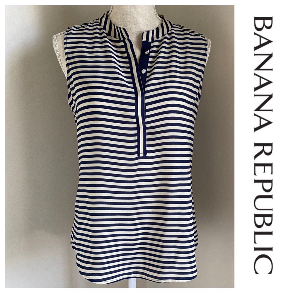 Navy & Off-White BR Sleeveless Top, 4